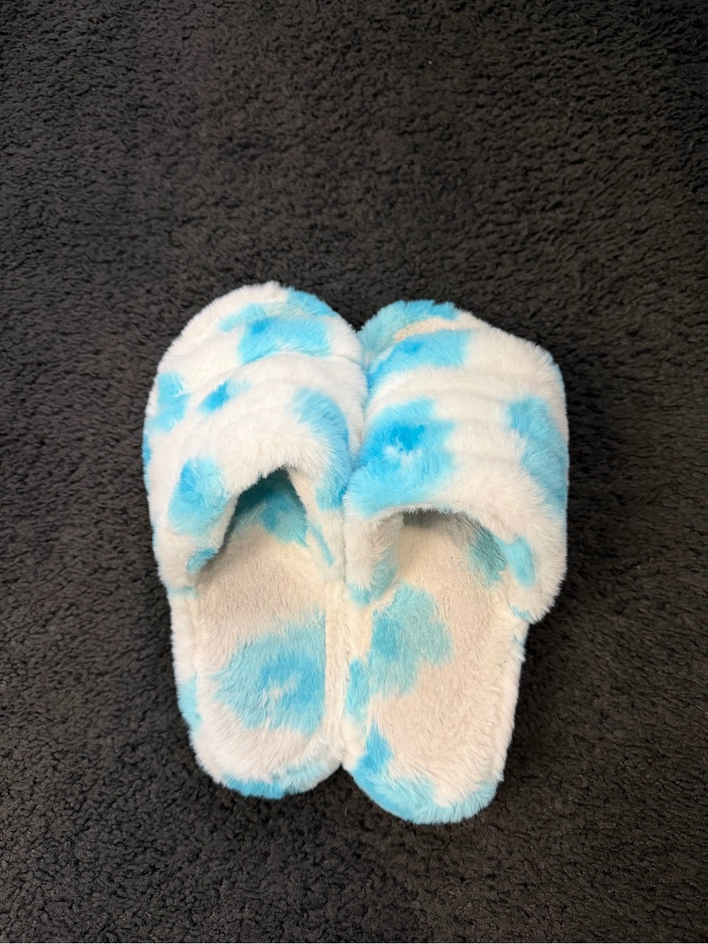 Cozy Blue & White Faux-Fur Slide Slippers for Women